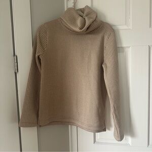 J. Crew Tan Beige Houndstooth Cowl Neck Sweater
